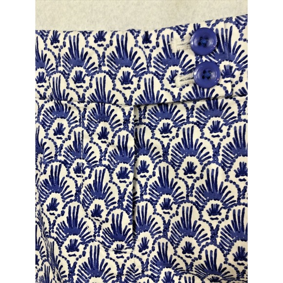 Vineyard Vines White Blue Print Shorts Whale Logo Cotton Stretch Women's Size 0 - Picture 3 of 7
